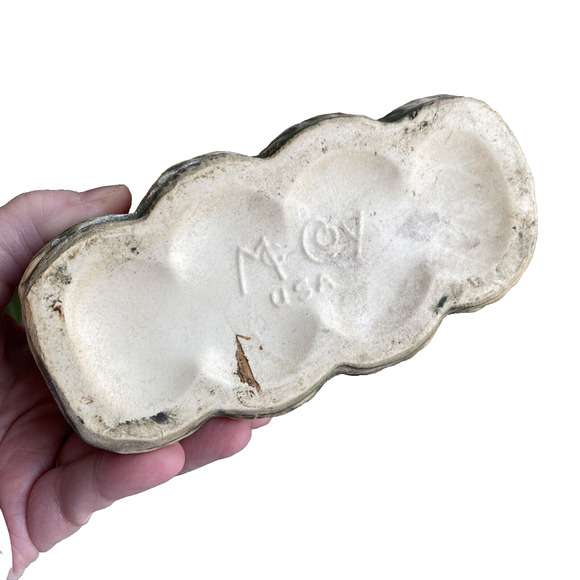 Vintage McCoy Vase Art Pottery Glazed Green Matte Tan Basket Weave Wicker Look - Picture 3 of 7